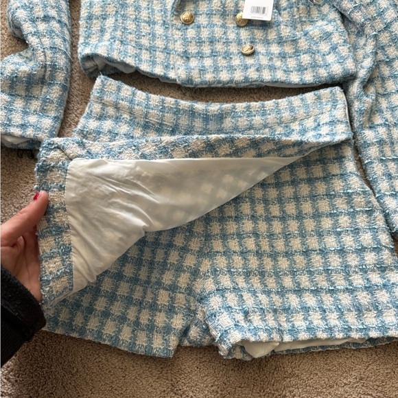 Jason Wu- NWT Blue and White Tweed Cropped Blazer and Mini Skort Matching Set - Picture 3 of 8